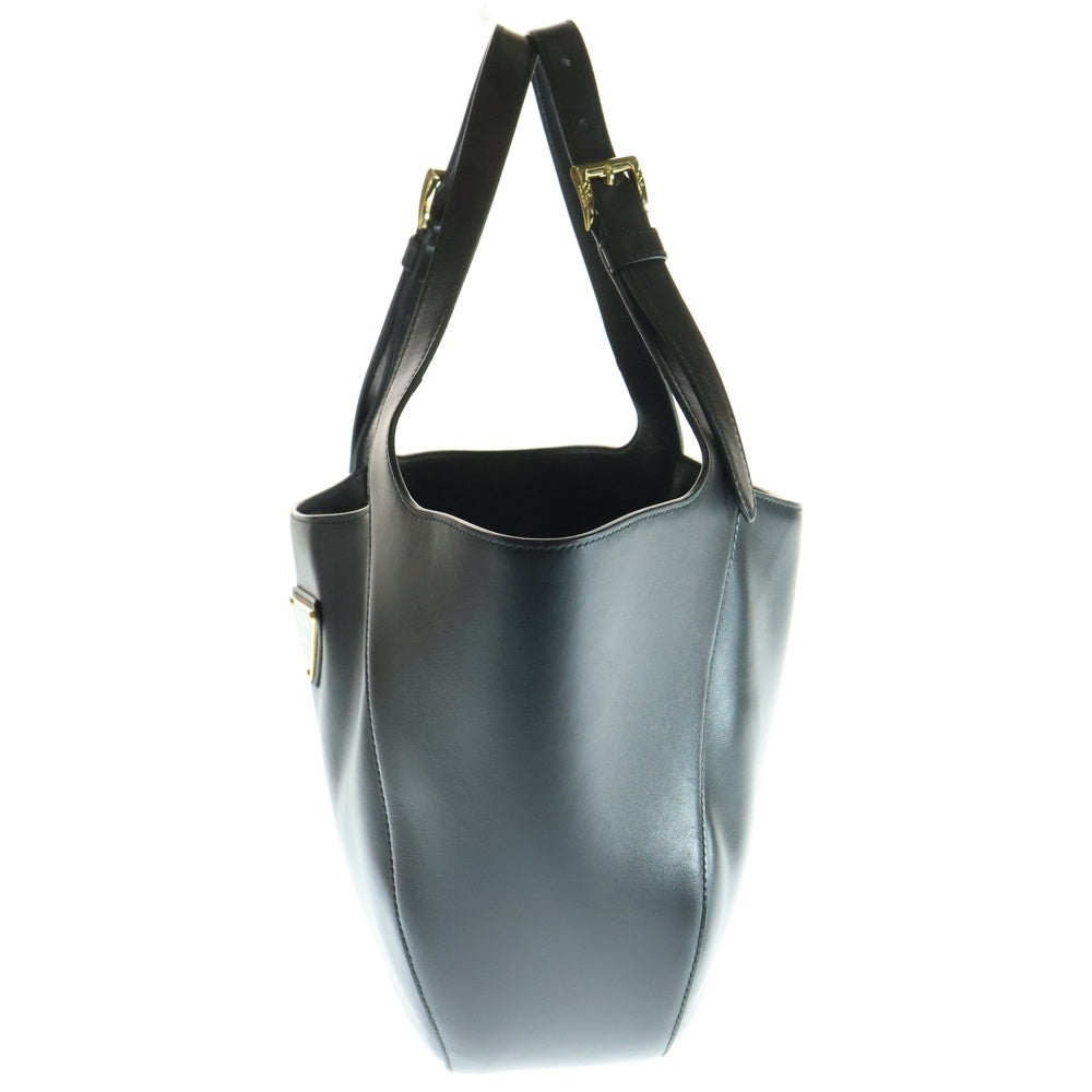 PRADA(プラダ) 三角プレート トートバッグ ハンドバッグ ブラック ゴールド金具 レザー 1BG483