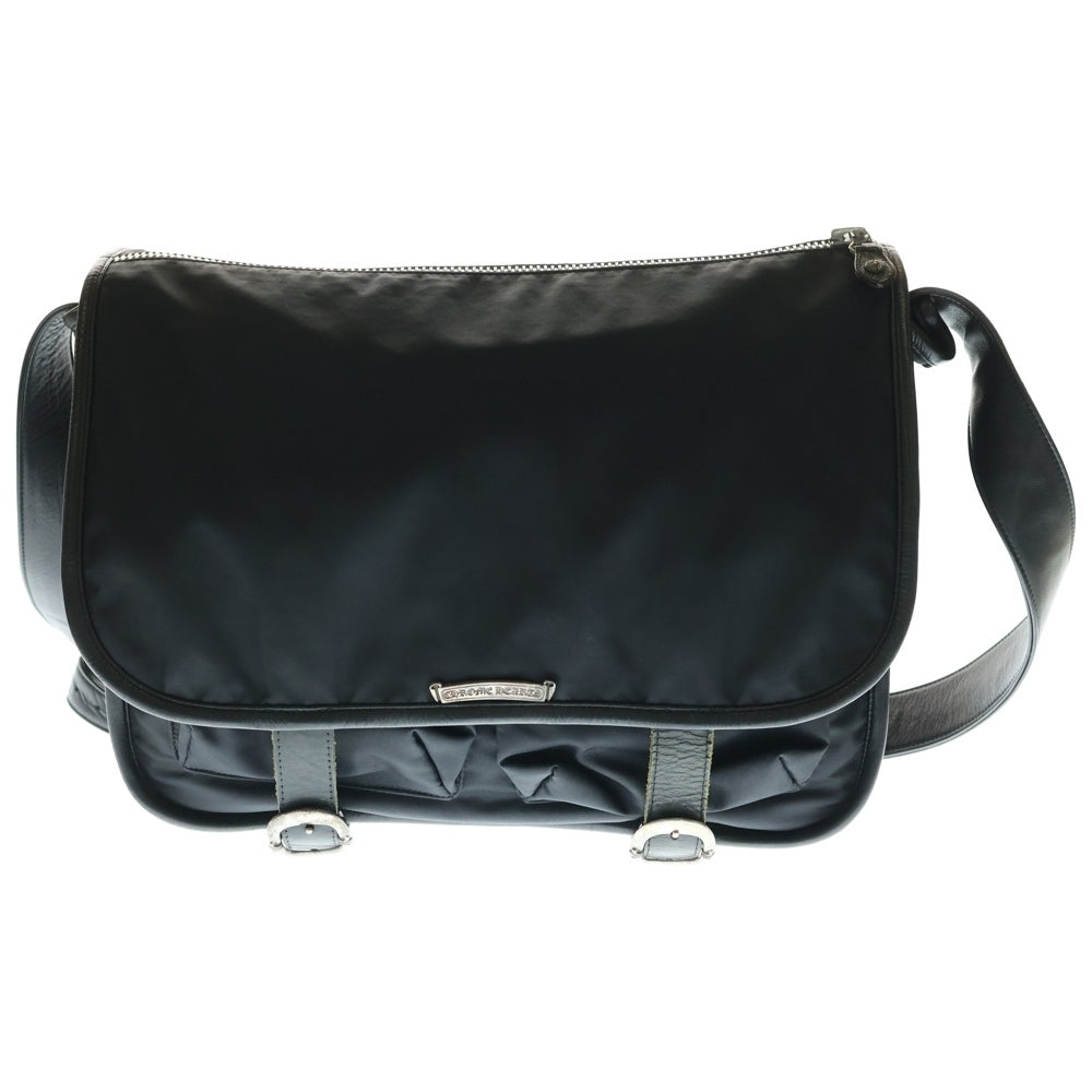 CHROME HEARTS(クロムハーツ) ガンスリンガー ストラップ ナイロン レザー メッセンジャー ショルダーバッグ ブラック