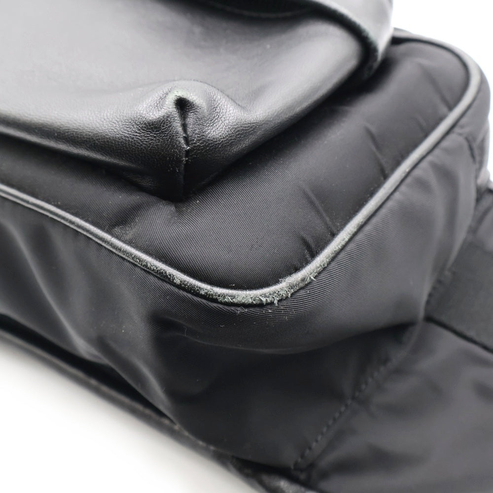 MONCLER(モンクレール) 18AW HIP BAG ヒップ ラバーロゴ ナイロン レザー ショルダー ボディ バッグ ウエストポーチ ブラック D209A0063110 53234