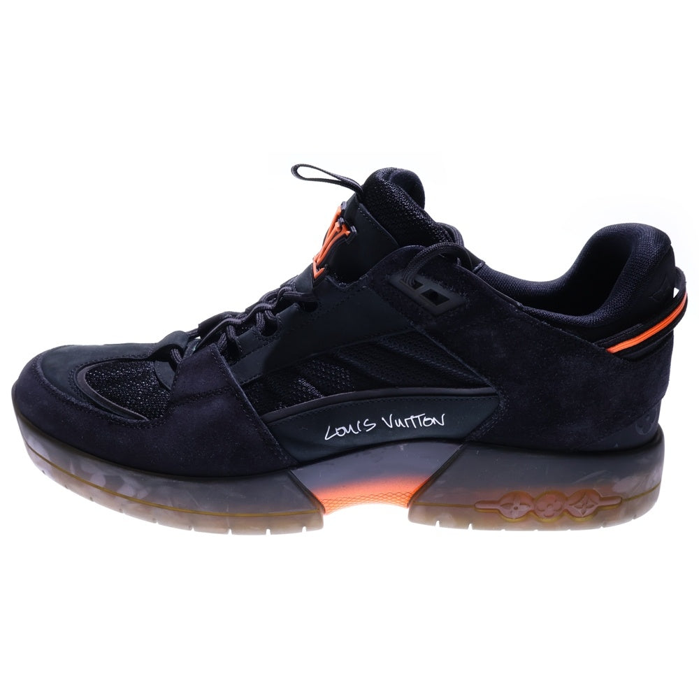 LOUIS VUITTON(ルイヴィトン) 21SS ×Lucien Clarke ルシアン クラーク アビュー ライン モノグラム スエードレザー メッシュ レースアップ ローカットシューズ スニーカー ブラック/オレンジ