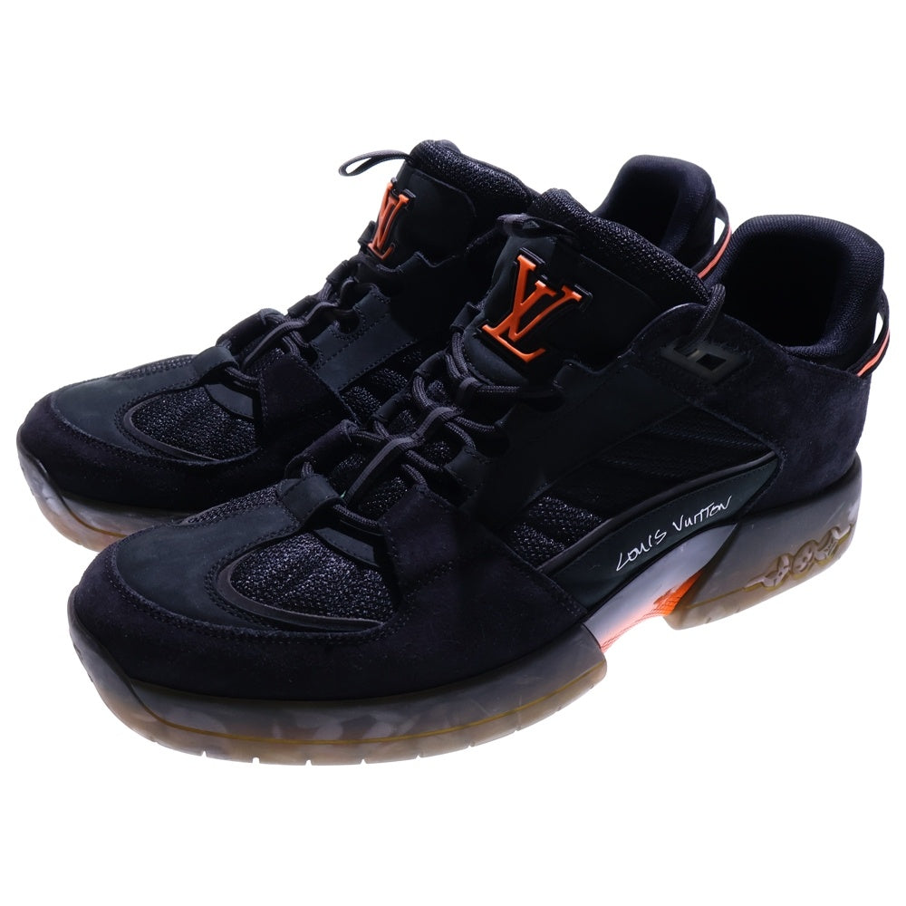 LOUIS VUITTON(ルイヴィトン) 21SS ×Lucien Clarke ルシアン クラーク アビュー ライン モノグラム スエードレザー メッシュ レースアップ ローカットシューズ スニーカー ブラック/オレンジ