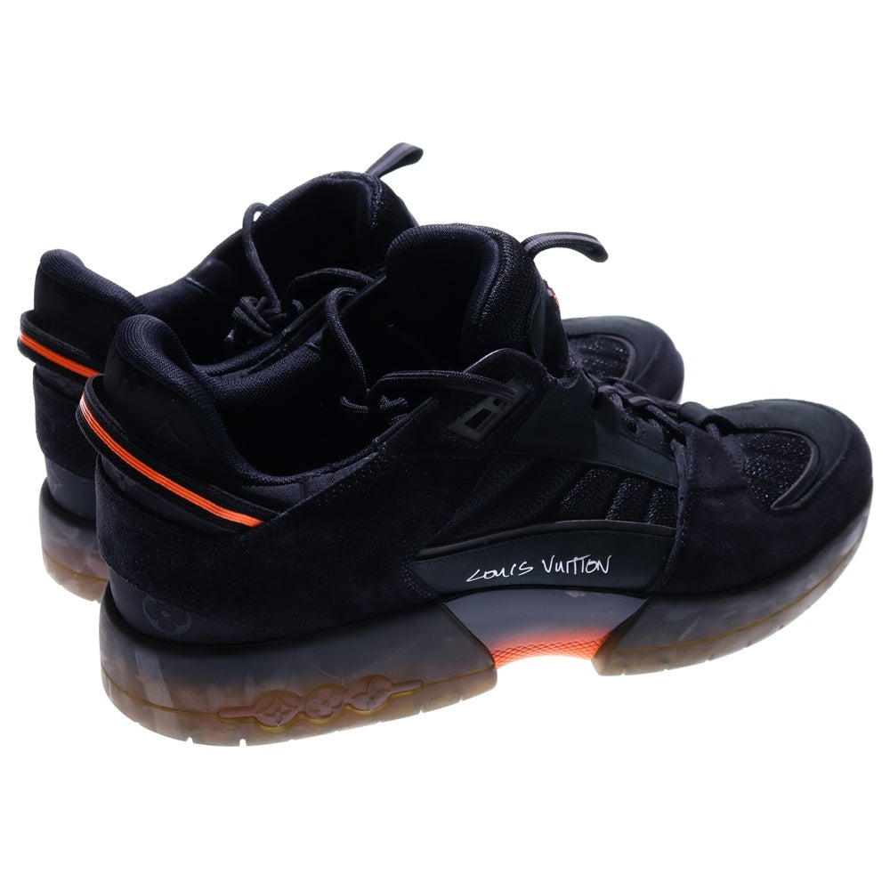 LOUIS VUITTON(ルイヴィトン) 21SS ×Lucien Clarke ルシアン クラーク アビュー ライン モノグラム スエードレザー メッシュ レースアップ ローカットシューズ スニーカー ブラック/オレンジ