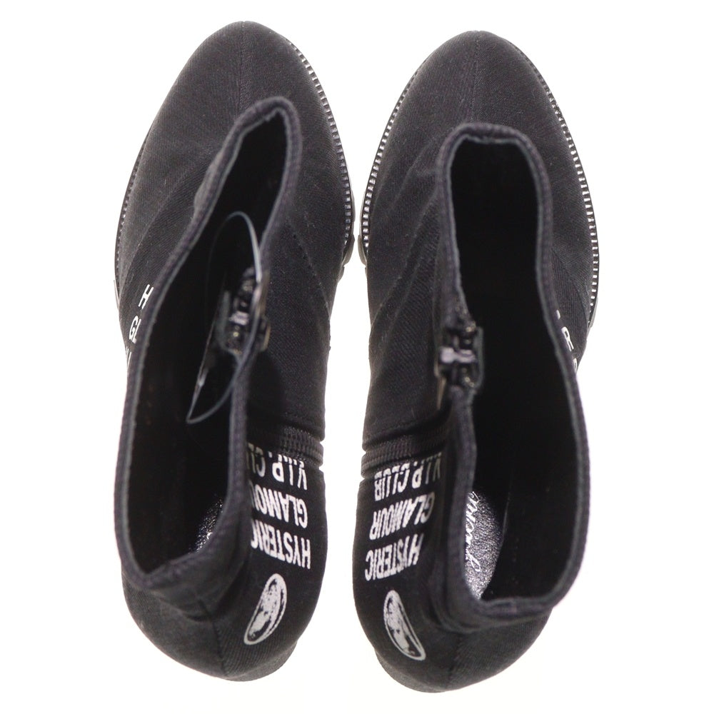 HYSTERIC GLAMOUR(ヒステリックグラマー) デニムパッチワークヒールショートブーツ ブラック