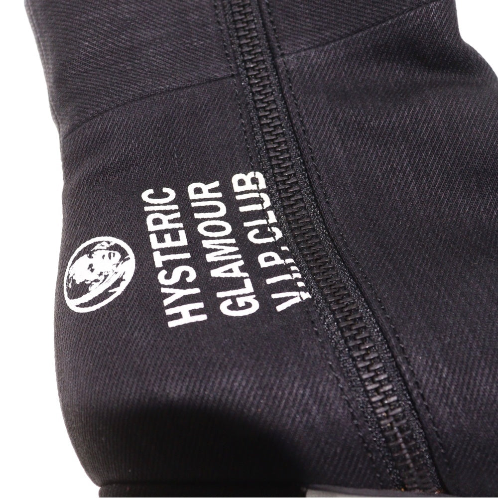 HYSTERIC GLAMOUR(ヒステリックグラマー) デニムパッチワークヒールショートブーツ ブラック