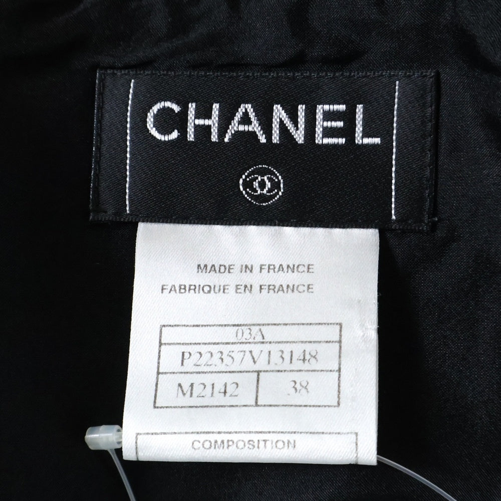 CHANEL(シャネル) ココマーク ツイードシアー装飾タイトスカート ブラック/ホワイト 03A P22357V13148 M2142