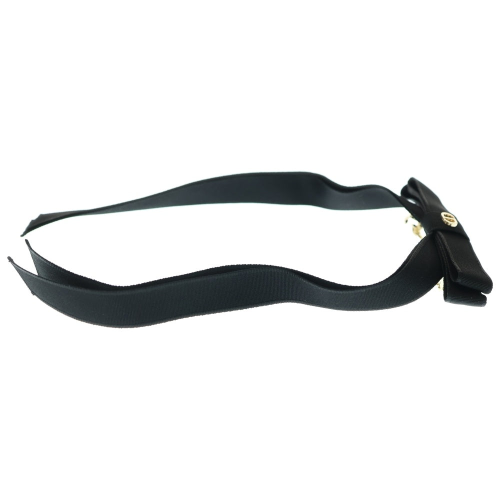 Christian Dior(クリスチャンディオール) CDロゴ リボン バレッタ ヘアアクセサリー ヘアクリップ ブラック ゴールド金具