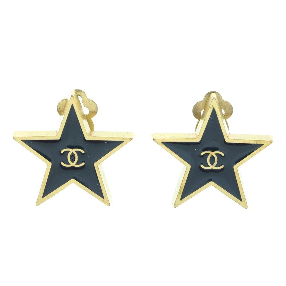 CHANEL(シャネル) ココマーク 星形イヤリング スターモチーフ ブラック×ゴールド GP 01P