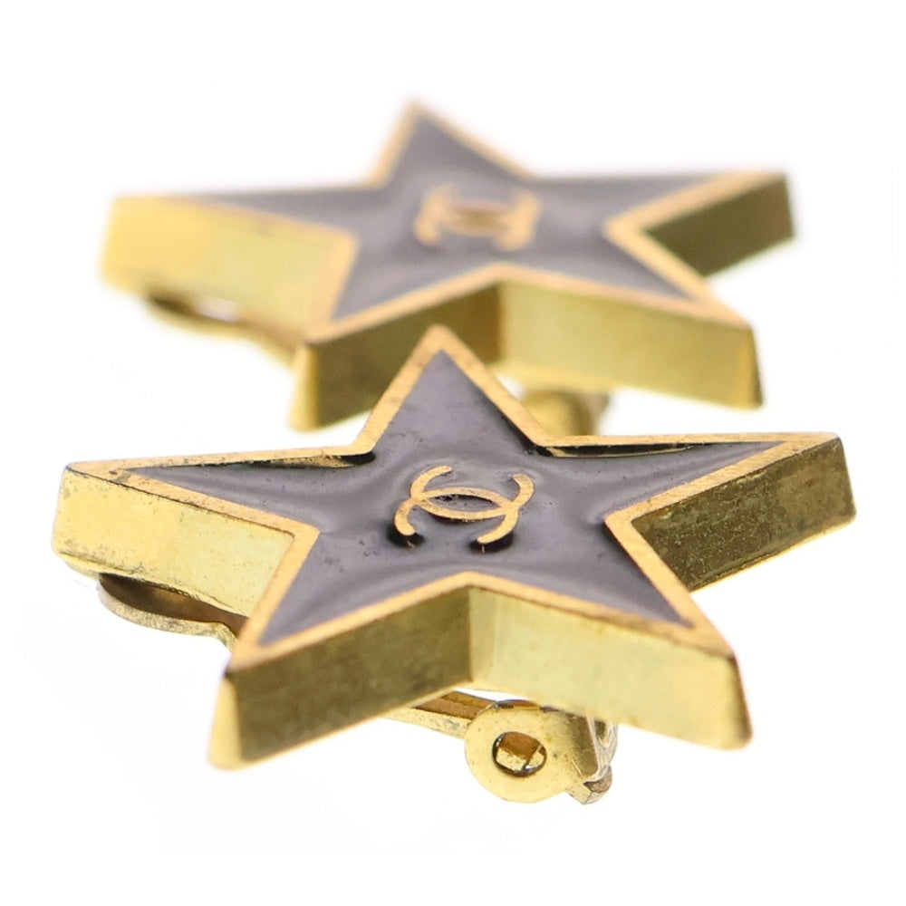 CHANEL(シャネル) ココマーク 星形イヤリング スターモチーフ ブラック×ゴールド GP 01P