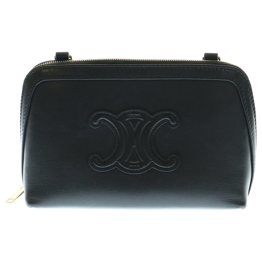 CELINE(セリーヌ) キュイルトリオンフ チェーンショルダーバッグ ミニバッグ ブラック レザー ゴールド金具