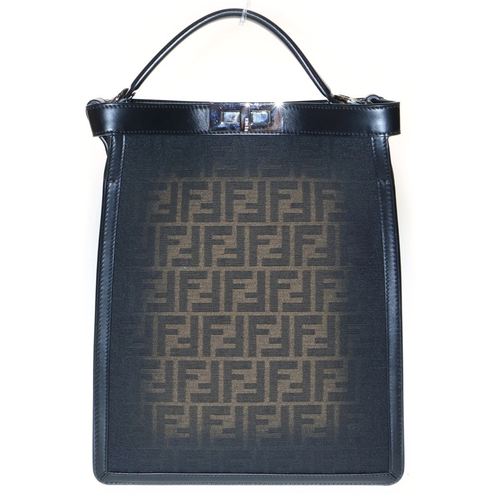 FENDI(フェンディ) 23AW PEEKABOO X-Lite Small ピーカブー エックスライト スモール ズッカ柄 FFファブリック キャンバス レザー 2WAY ハンド ショルダー トートバッグ