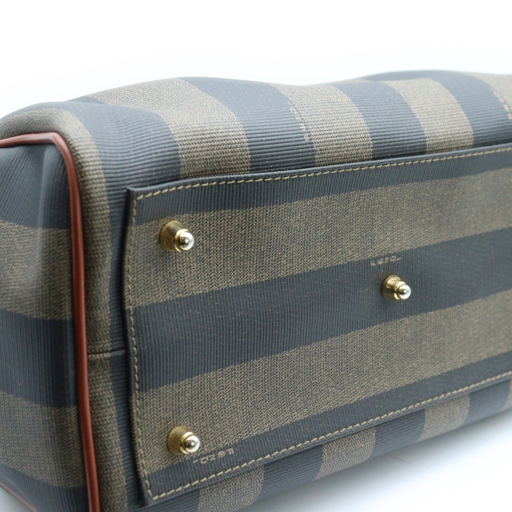 FENDI(フェンディ) ペカン ミニボストンバッグ ハンドバッグ PVC ベージュ×ブラック