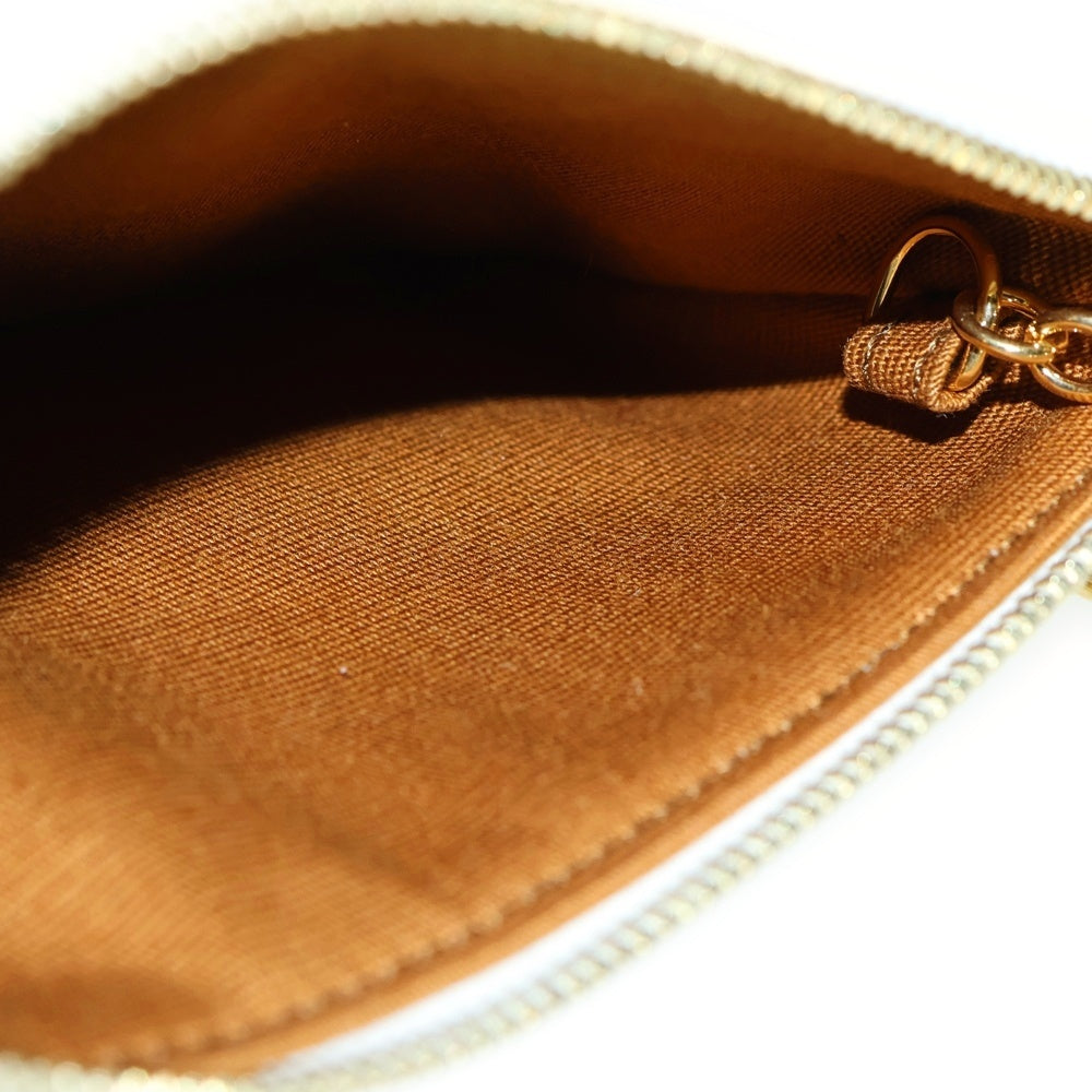 CELINE(セリーヌ) トリオンフ ロゴ コインケース キーリング カードケース レザー×PVC ホワイト×ゴールド