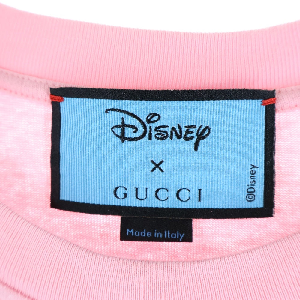 GUCCI(グッチ) 21SS ×Disney ドナルドダック ロゴ刺繍 クルーネック 半袖Tシャツ カットソー ピンク 580762