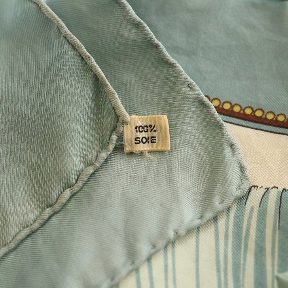 HERMES(エルメス) カレ90 TSUBASU スカーフ ライトブルー×ベージュ