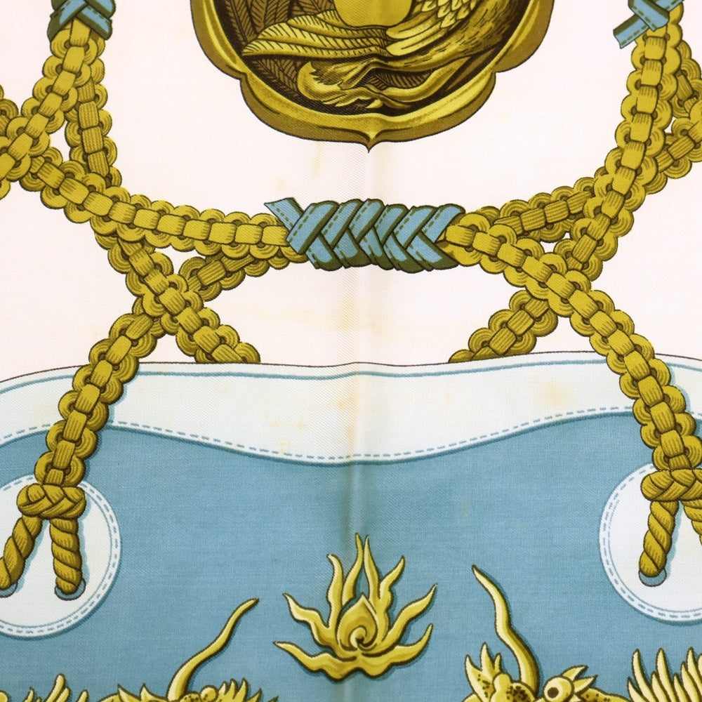 HERMES(エルメス) カレ90 TSUBASU スカーフ ライトブルー×ベージュ