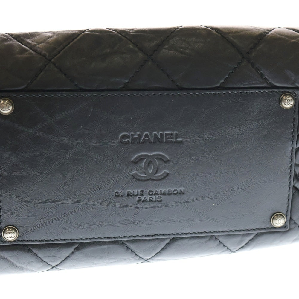 CHANEL(シャネル) ココマーク ロゴプレート レザー チェーンショルダー バッグ シルバー金具 ブラック 17番台