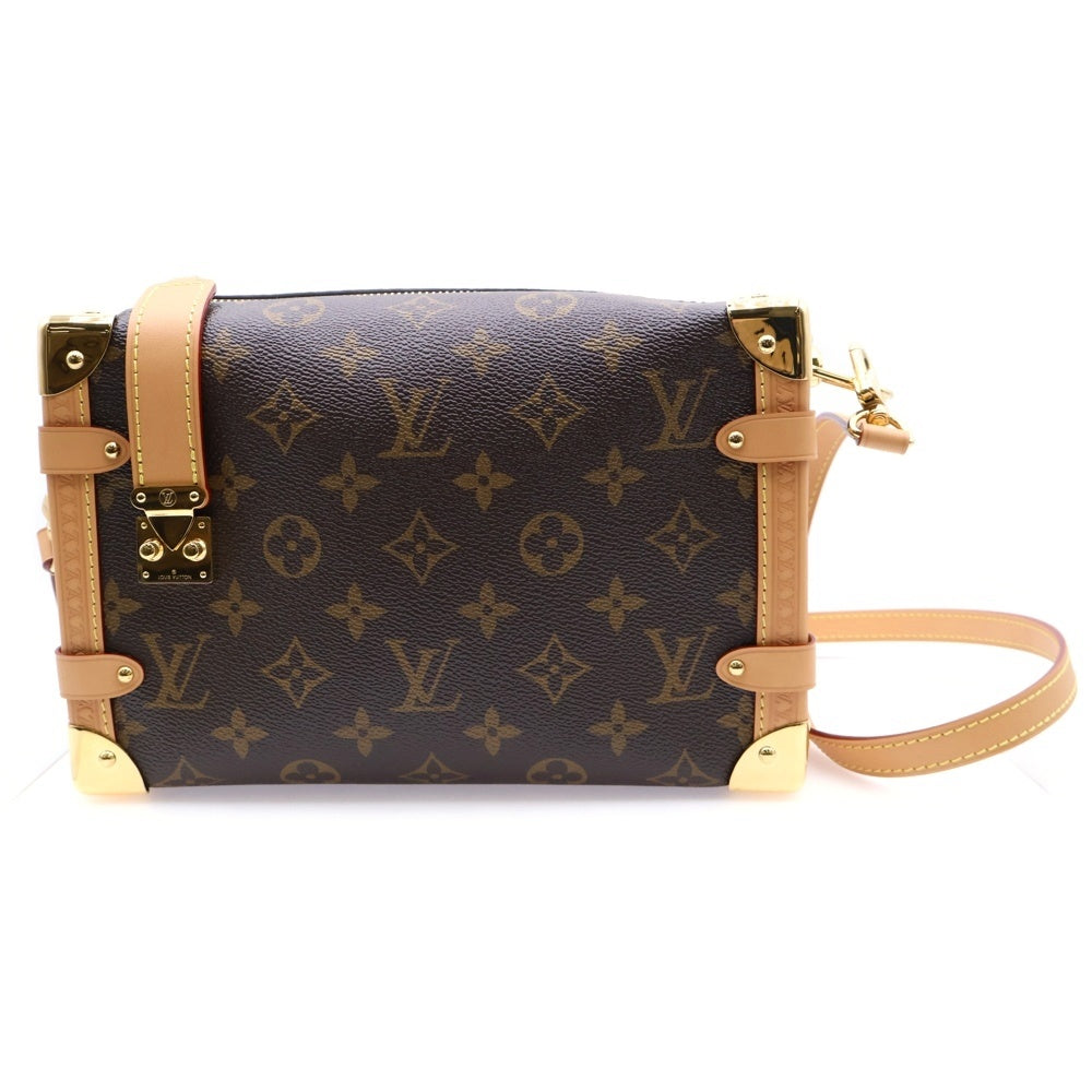 LOUIS VUITTON(ルイヴィトン) モノグラム サイドトランクMM ショルダーバッグ ブラウン レザー×PVC M46358 ゴールド金具