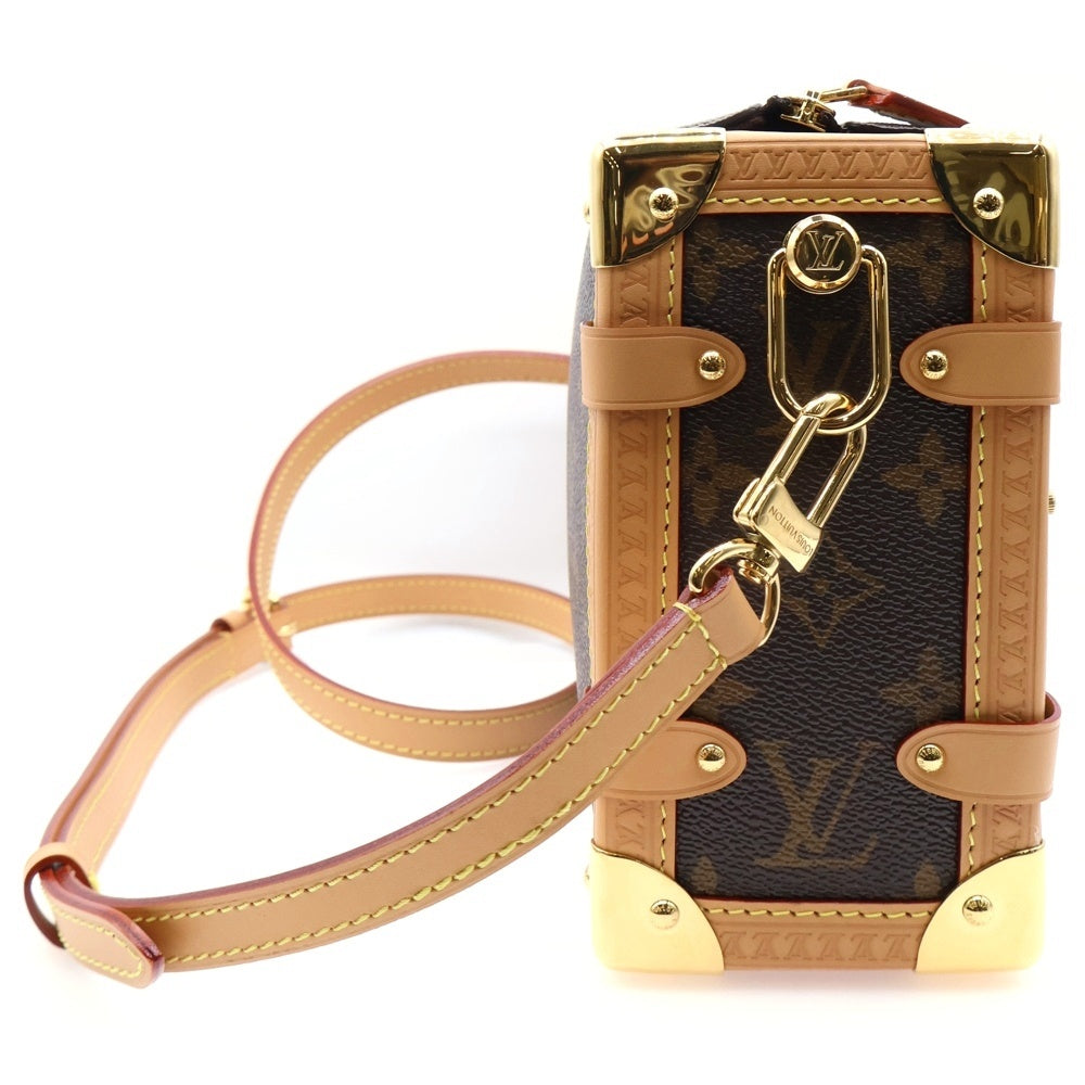 LOUIS VUITTON(ルイヴィトン) モノグラム サイドトランクMM ショルダーバッグ ブラウン レザー×PVC M46358 ゴールド金具