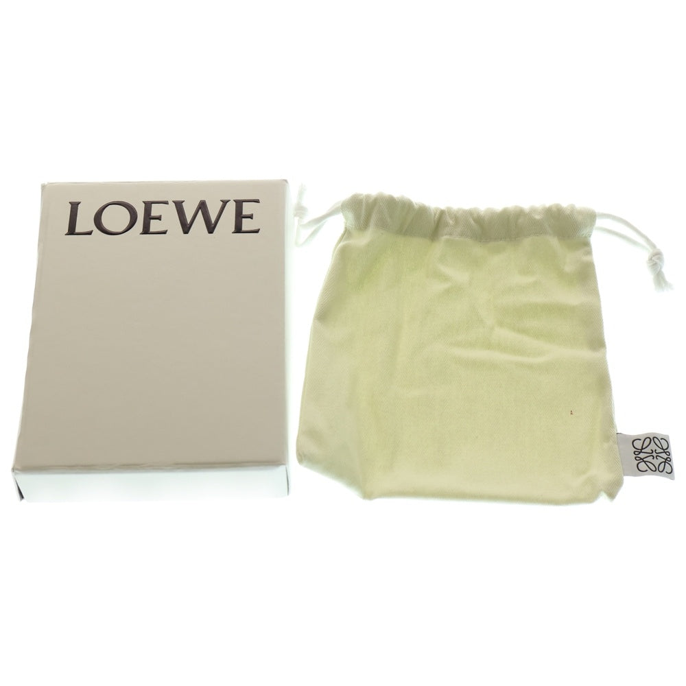 LOEWE(ロエベ) アナグラム トライフォールド 三つ折り財布 コンパクトウォレット カードケース レザー サーモンピンク シルバー金具