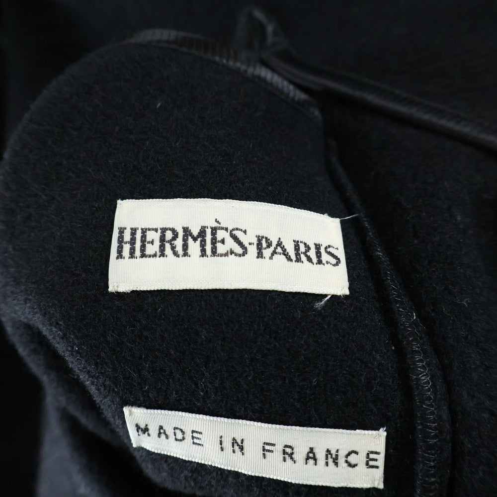 HERMES(エルメス) マルジェラ期 リバーシブル キャメル ビスコース ノーカラー ラグランスリーブ 4B ロング コート ブラック