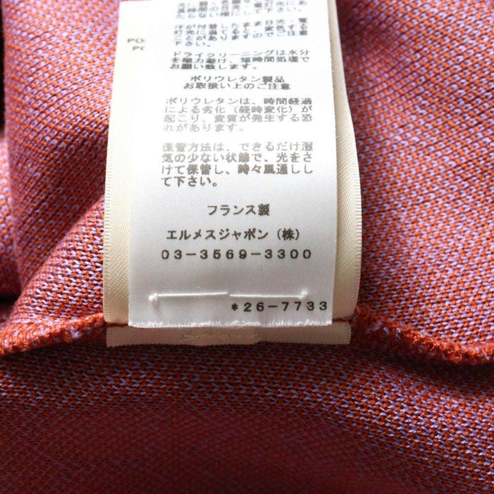 HERMES(エルメス) 22SS Hロゴジャガード 総柄 コットン クルーネック プルオーバー 半袖ニット セーター オレンジ レディース 2E4600DY