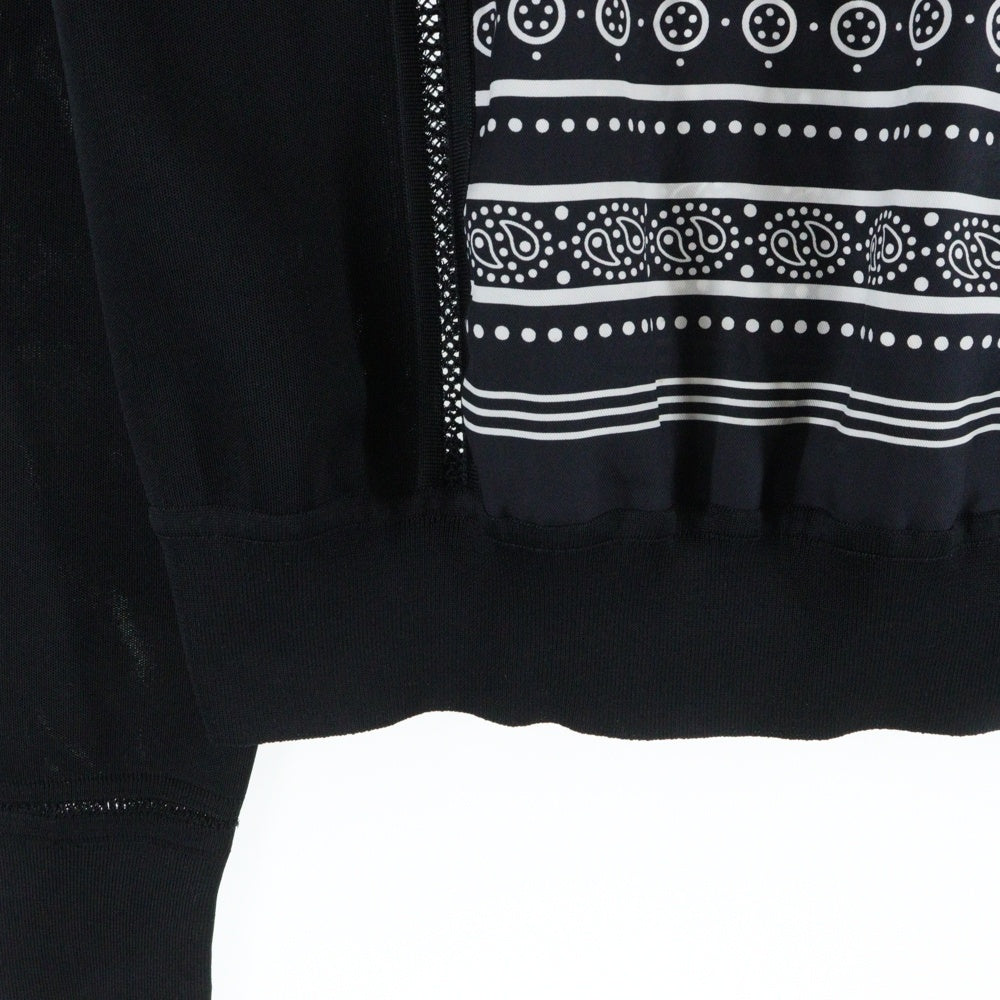 HERMES(エルメス) 23AW ツイルレーヌ Astrology アストロロジー 星座柄プリント シルクスカーフ切り替え クルーネック 長袖ニット セーター ブラック レディース 3H2814D7