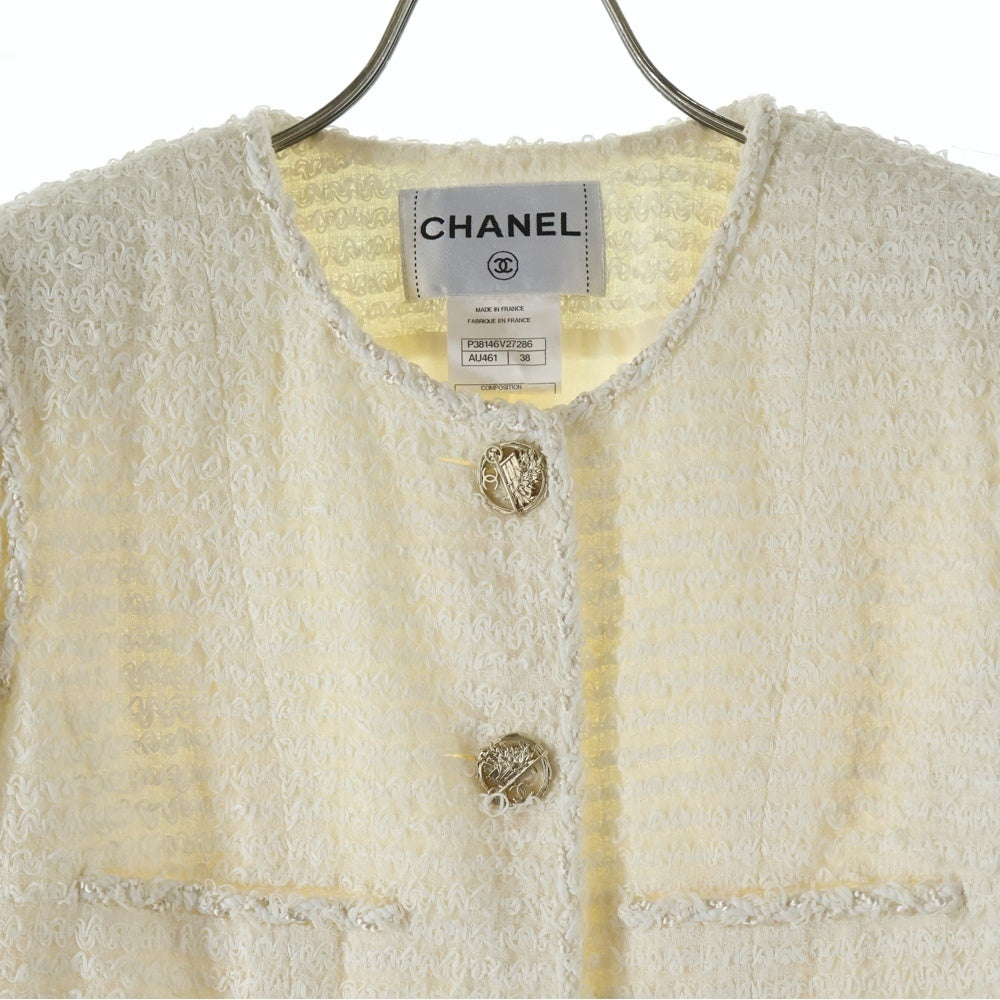 CHANEL(シャネル) ココマーク/ガーデニングカートモチーフボタン ツイードジャケット ホワイト P38146V2786 レディース