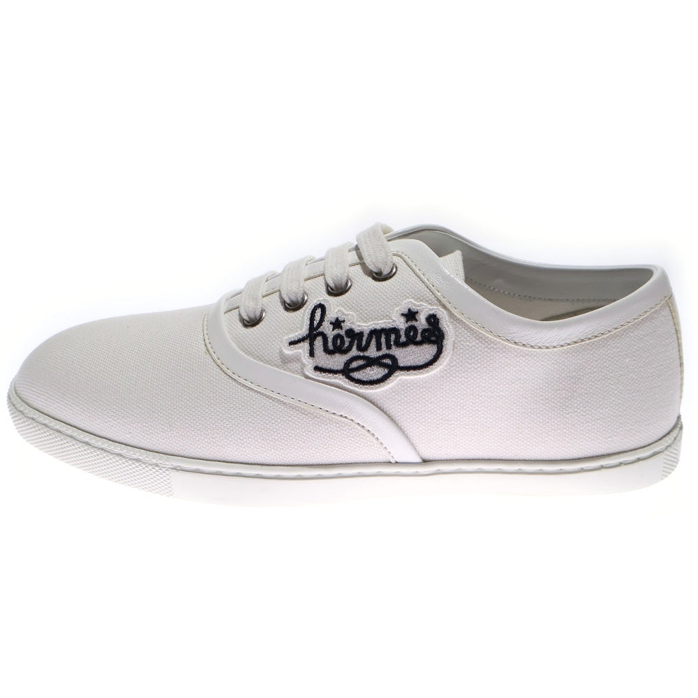 HERMES(エルメス) イノサン ワッペン刺繍パッチ キャンバスローカットスニーカー ホワイト 36 レディース