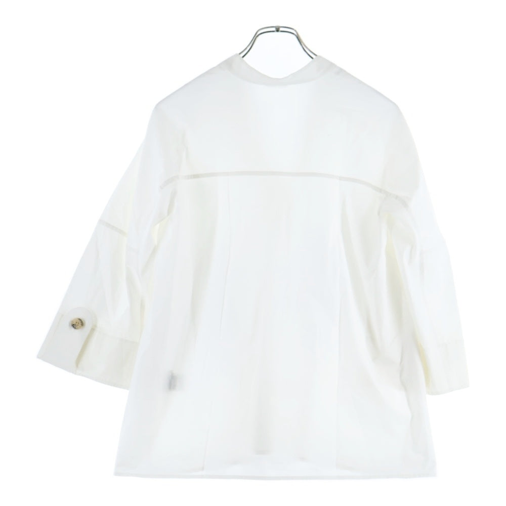 HERMES(エルメス) Vネック プルオーバー ラグランスリーブ 長袖シャツ ブラウス ホワイト レディース