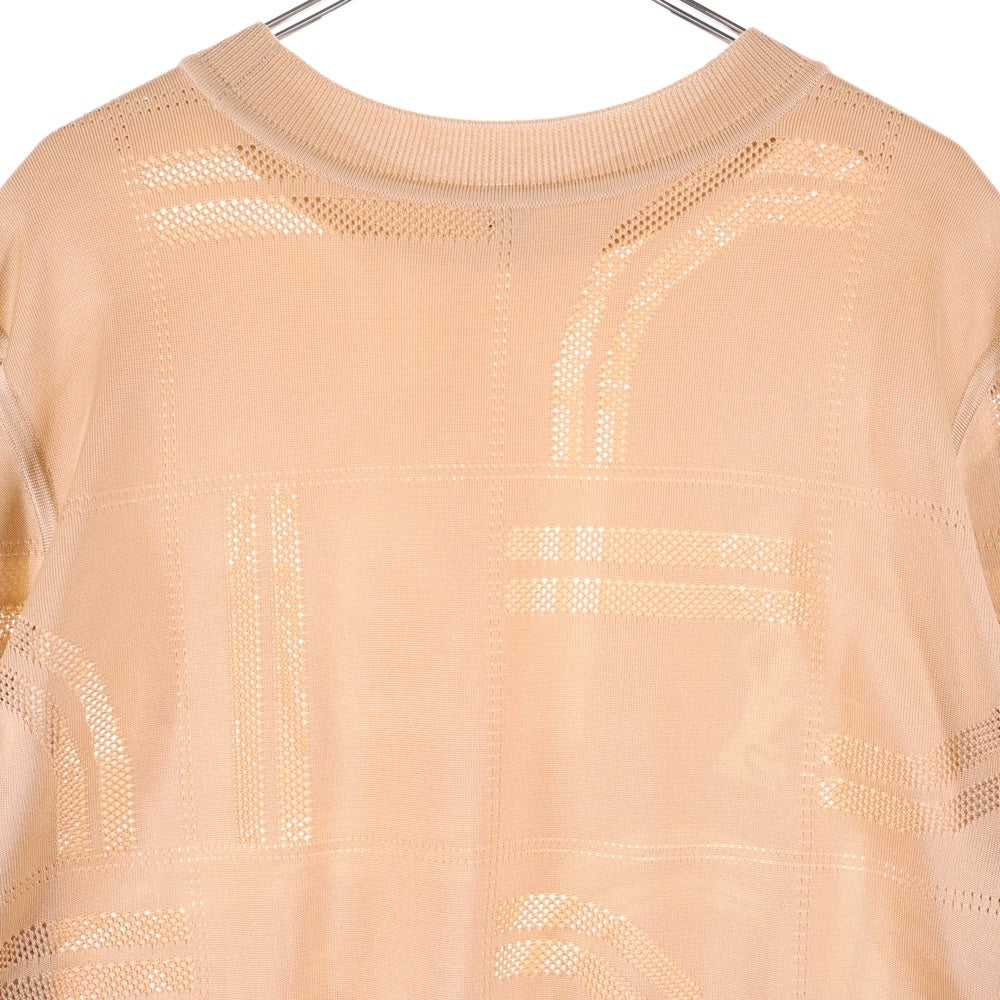 HERMES(エルメス) 24SS En Desordre Finesse アン デゾルドル フィネス 柄プリント シルク クルーネック プルオーバー 長袖ニット セーター ピンクベージュ レディース 4E2838DQ