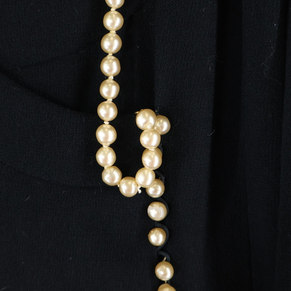 CHANEL(シャネル) パールデザイン ナイロン混 ウール ミディアムワンピース ドレス ブラック レディース