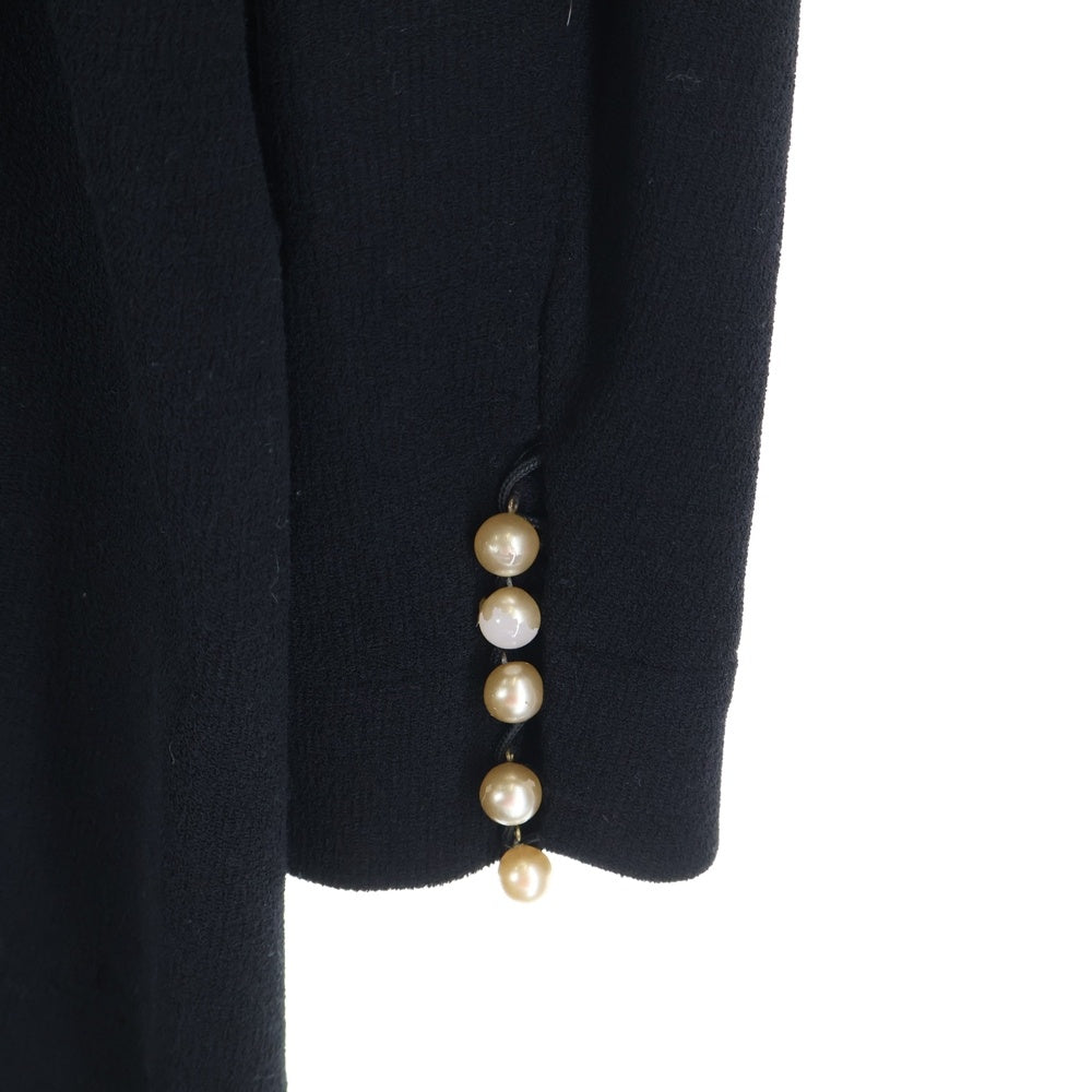 CHANEL(シャネル) パールデザイン ナイロン混 ウール ミディアムワンピース ドレス ブラック レディース
