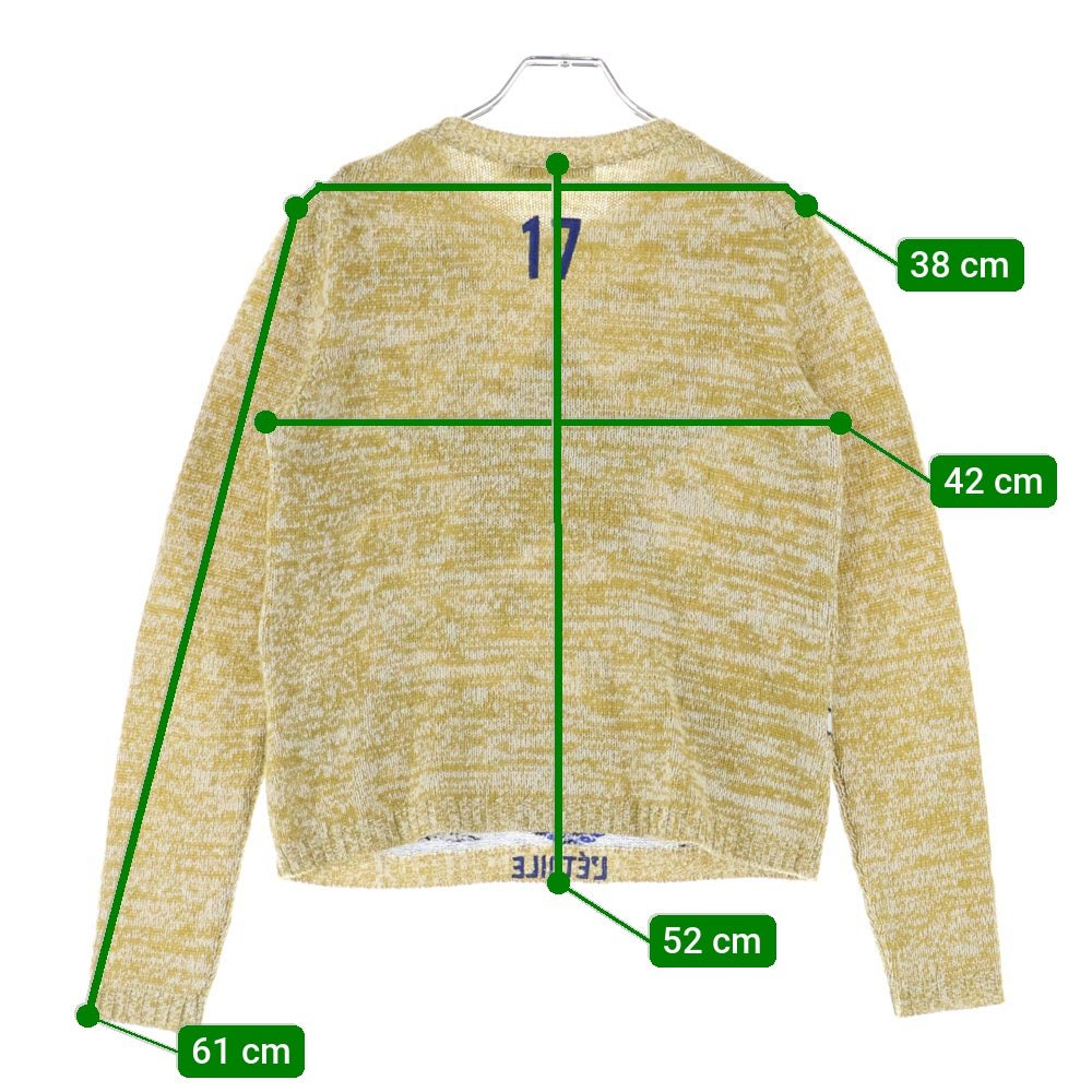 Christian Dior(クリスチャンディオール) シルク混 カシミヤ スター刺繍 クルーネック プルオーバー 長袖ニット セーター イエロー/ブルー 014S52WJ029