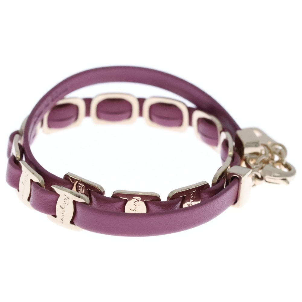 FERRAGAMO(フェラガモ) ヴァラ ブレスレット パープル レザー ゴールド GP アクセサリー レディース