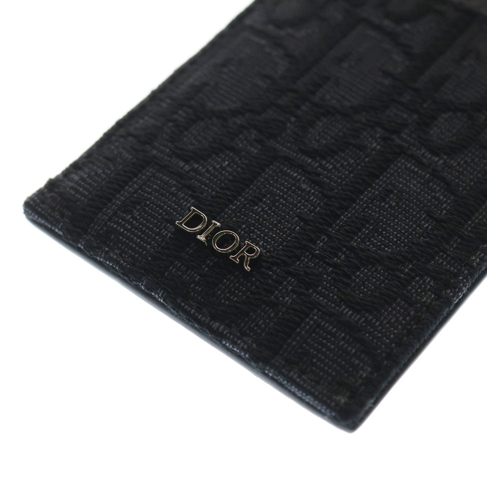 Christian Dior(クリスチャンディオール) バーティカル カードホルダー ショルダー ブラック レザー×キャンバス レディース