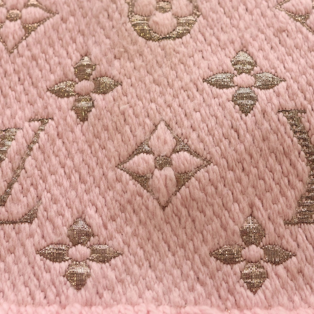 LOUIS VUITTON(ルイヴィトン) エシャルプ ロゴマニア シャイン フリンジ マフラー ウール×シルク ピンク×ゴールド M70466 レディース