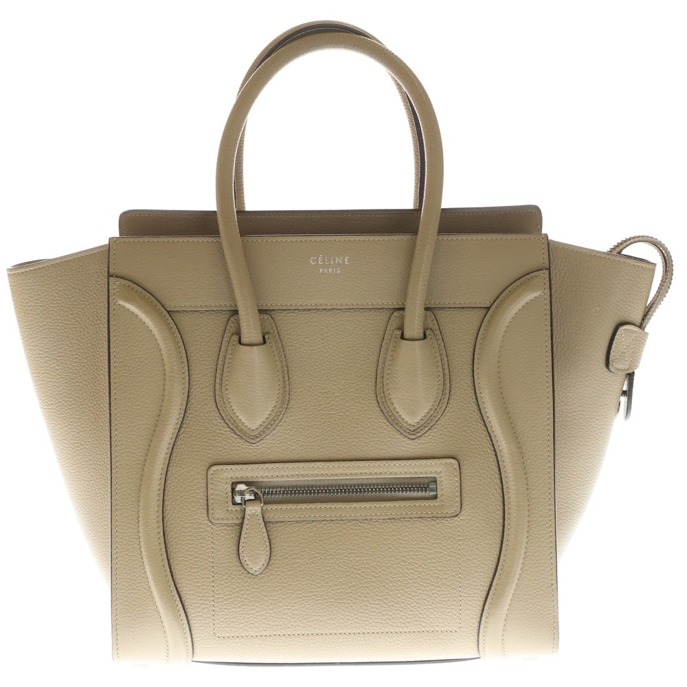 CELINE(セリーヌ) ラゲージ マイクロ ベージュ レザー ハンドバッグ  