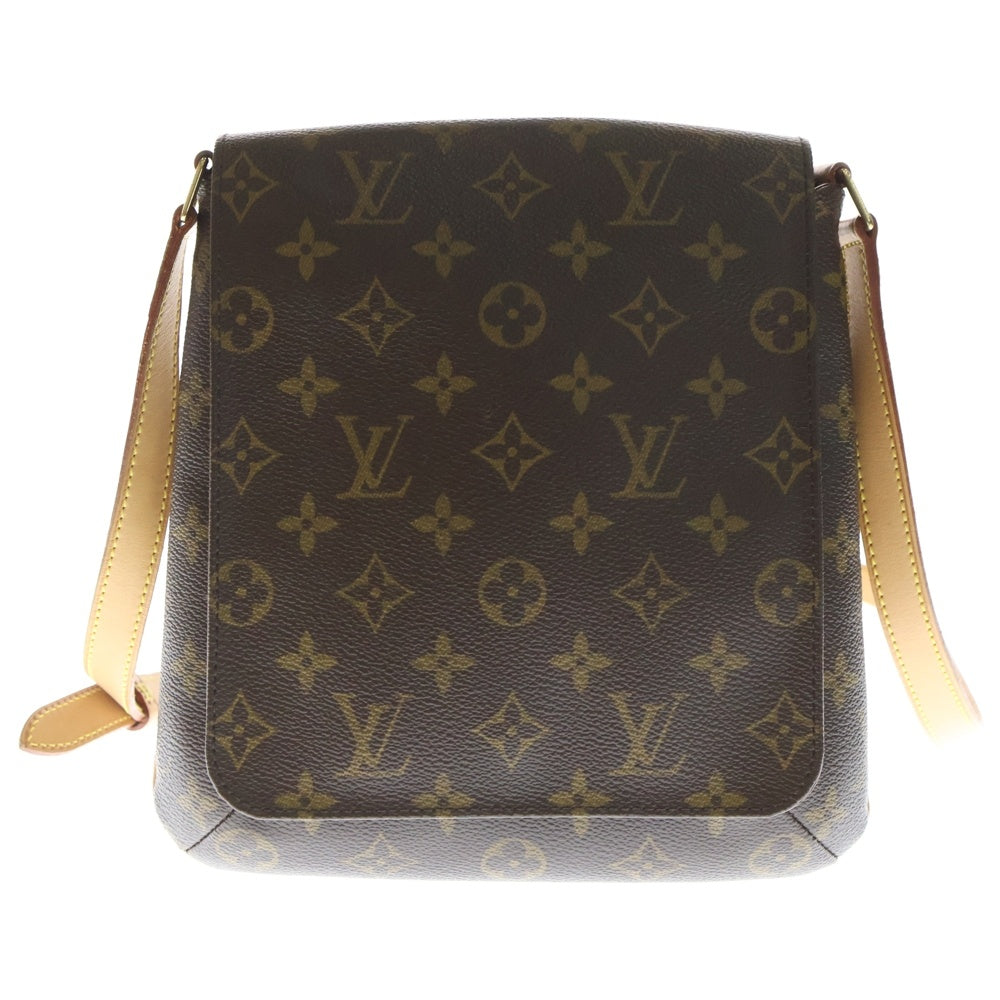 LOUIS VUITTON(ルイヴィトン) モノグラム ミュゼット サルサ ショルダーバッグ ミニバッグ ブラウン レザー×PVC M51258 ゴールド金具 レディース