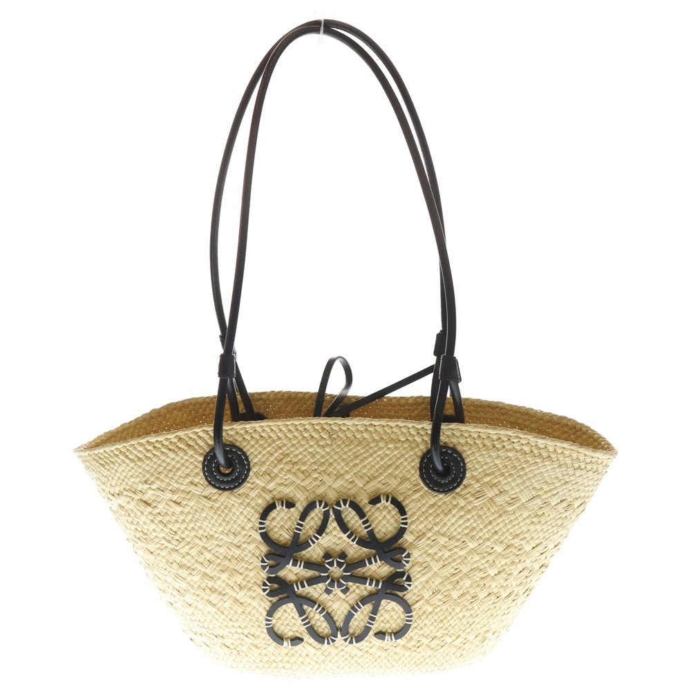 LOEWE ロエベ かごバッグ　バッグ　ラフィア　アナグラム LOEWE(ロエベ) アナグラム ハンドバッグ カゴバッグ ベージュ×ブラック