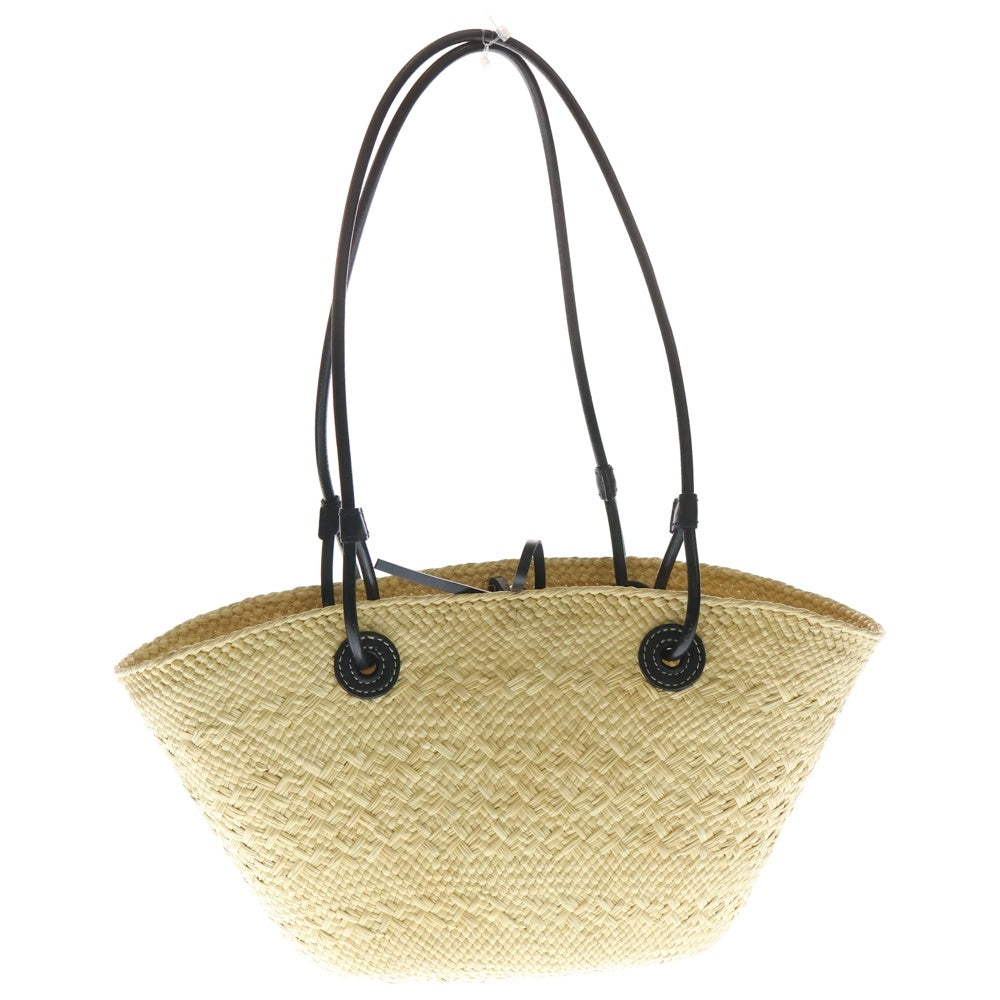 LOEWE(ロエベ) アナグラム ハンドバッグ カゴバッグ ベージュ×ブラック レザー×ラフィア レディース