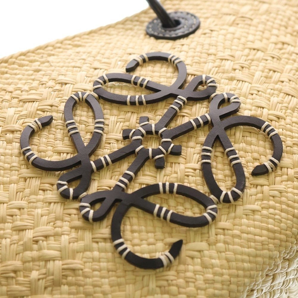 LOEWE(ロエベ) アナグラム ハンドバッグ カゴバッグ ベージュ×ブラック レザー×ラフィア レディース