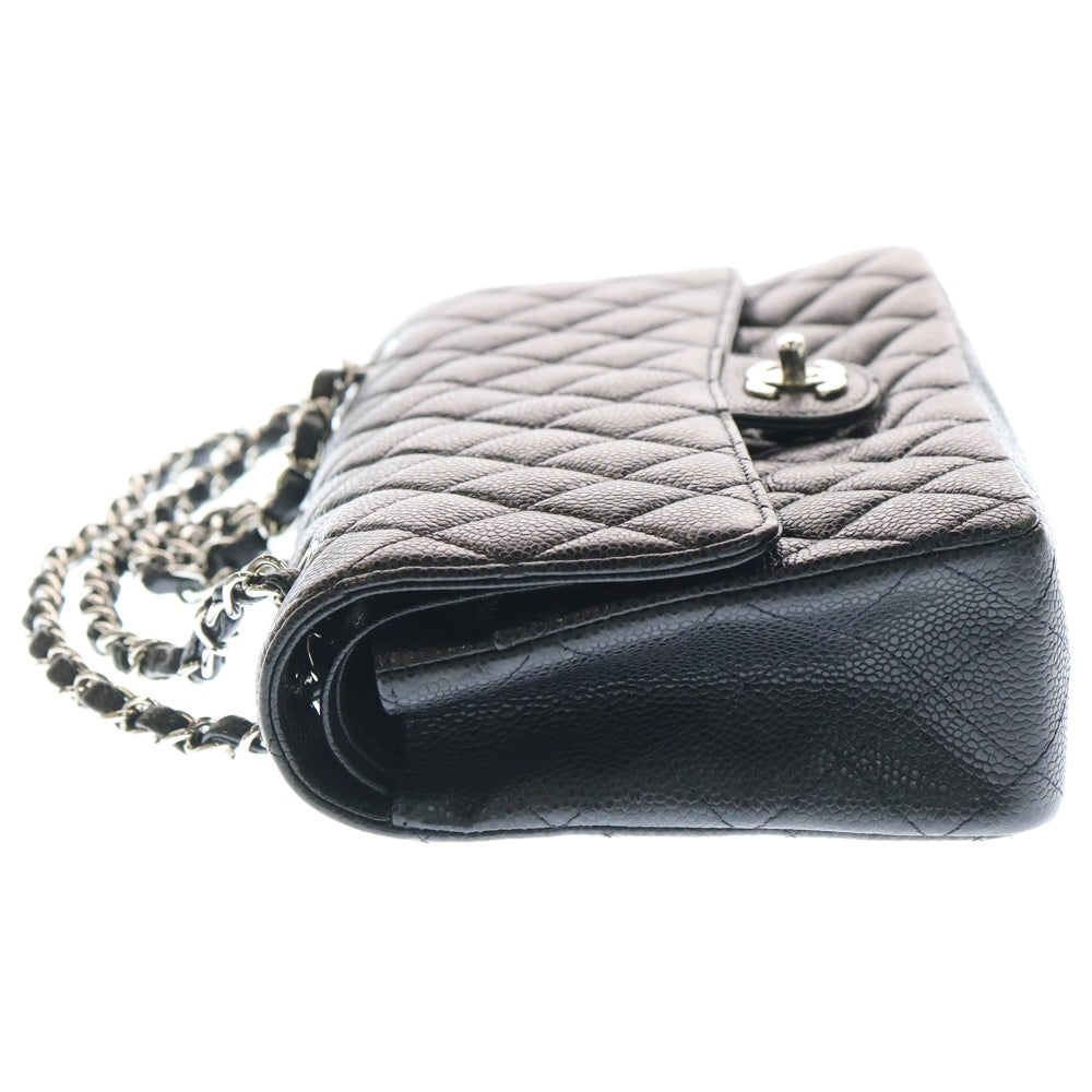 CHANEL(シャネル) マトラッセ25 ココマーク キャビアスキン レザー Wフラップ/Wチェーンショルダーバッグ SV金具 ブラック レディース