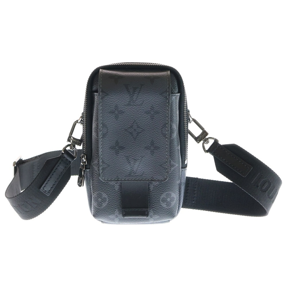 LOUIS VUITTON(ルイヴィトン) モノグラム エクリプス ダブルフォンポーチ ショルダーバッグ ブラック×グレー PVC M81321 ブラック金具 レディース