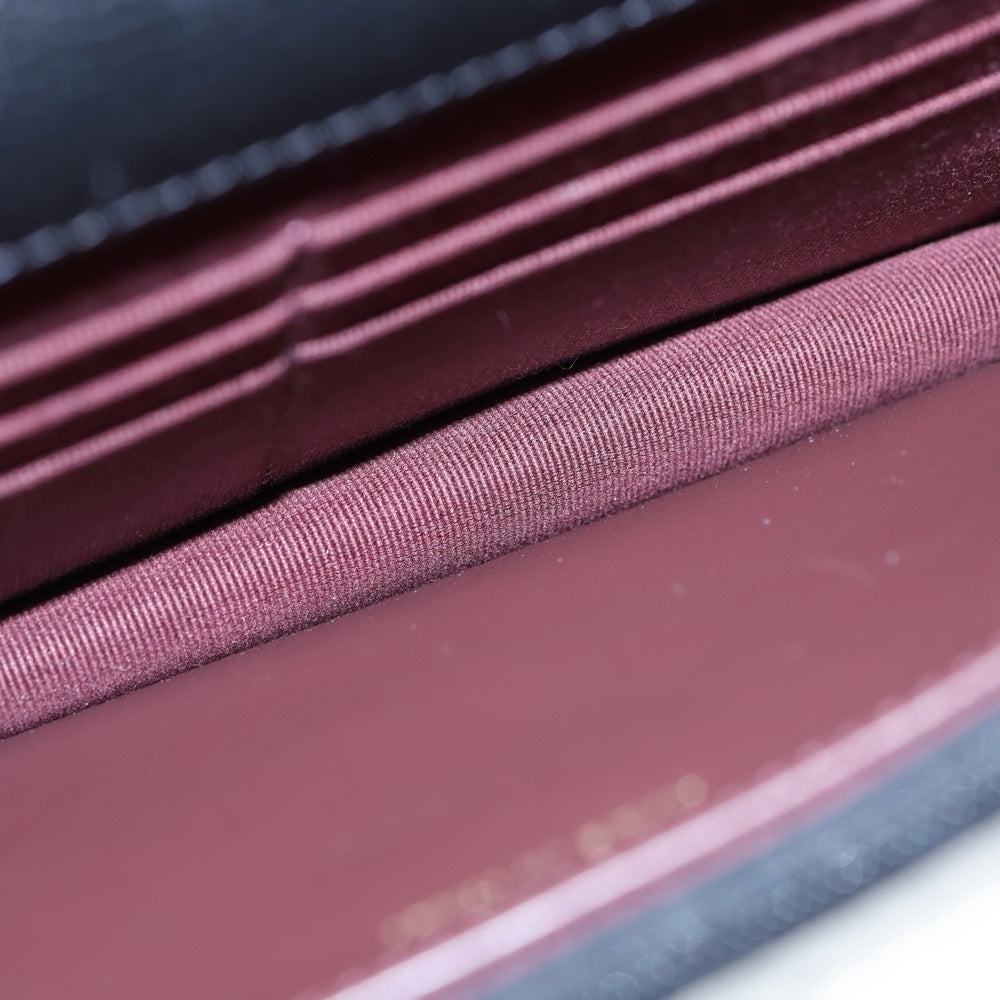 CHANEL(シャネル) マトラッセ ココマーク ターンロック キャビアスキン レザー チェーン ショルダーバッグ ウォレット ゴールド金具 ブラック レディース