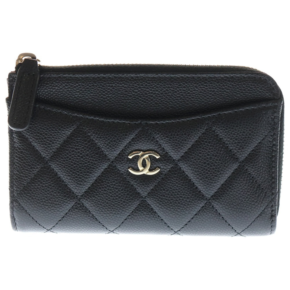 CHANEL(シャネル) ココマーク 小銭入れ フラグメントケース 小物入れ ポーチ ブラック キャビアスキン ゴールド金具 レディース