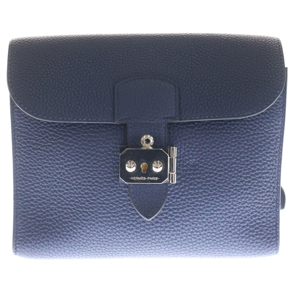 HERMES(エルメス) サックアデペッシュ21 ブルーニュイ トゴ レザー ショルダーバッグ シルバー金具 ネイビー U刻印 レディース