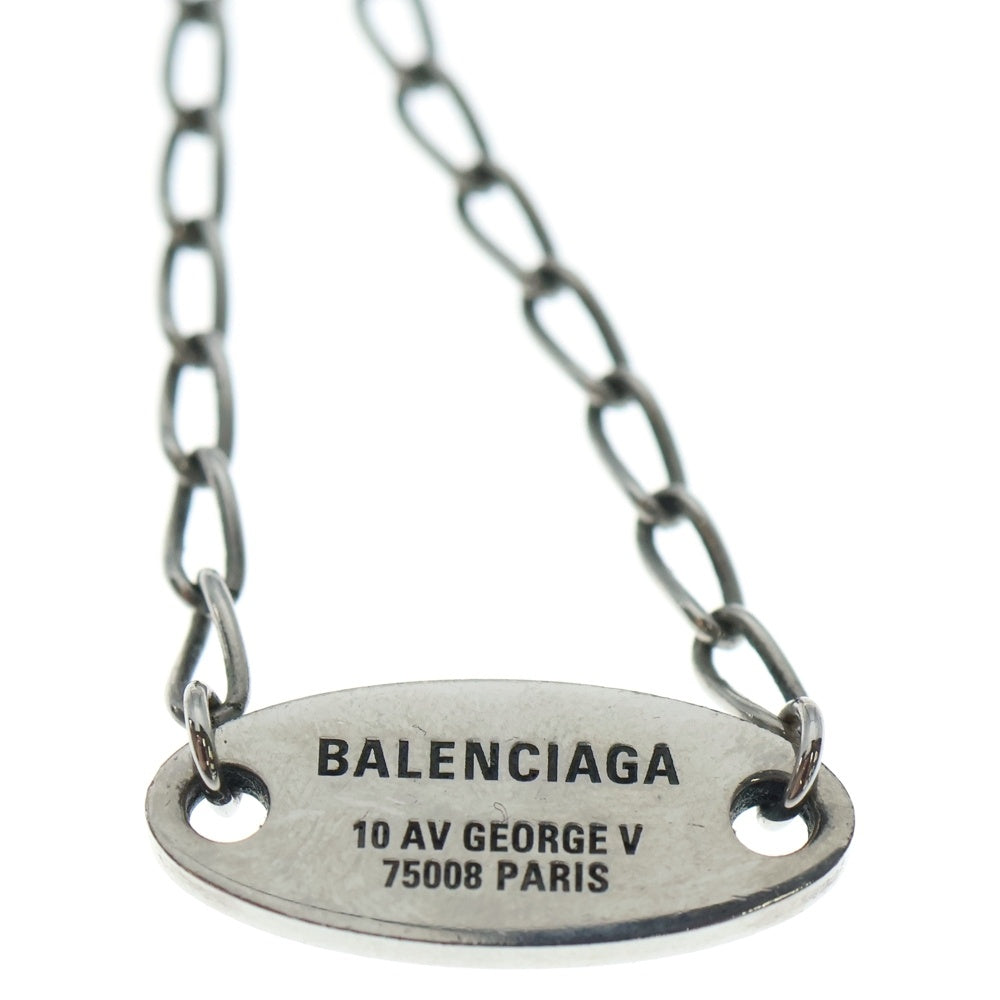 BALENCIAGA(バレンシアガ) BBロゴ オーバルプレート チェーン ネックレス シルバー