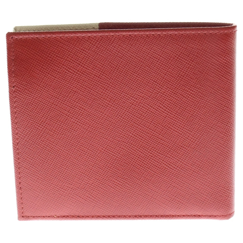 PRADA(プラダ) サフィアーノ 二つ折り財布 ウォレット レッド×ホワイト 2M0738 レディース