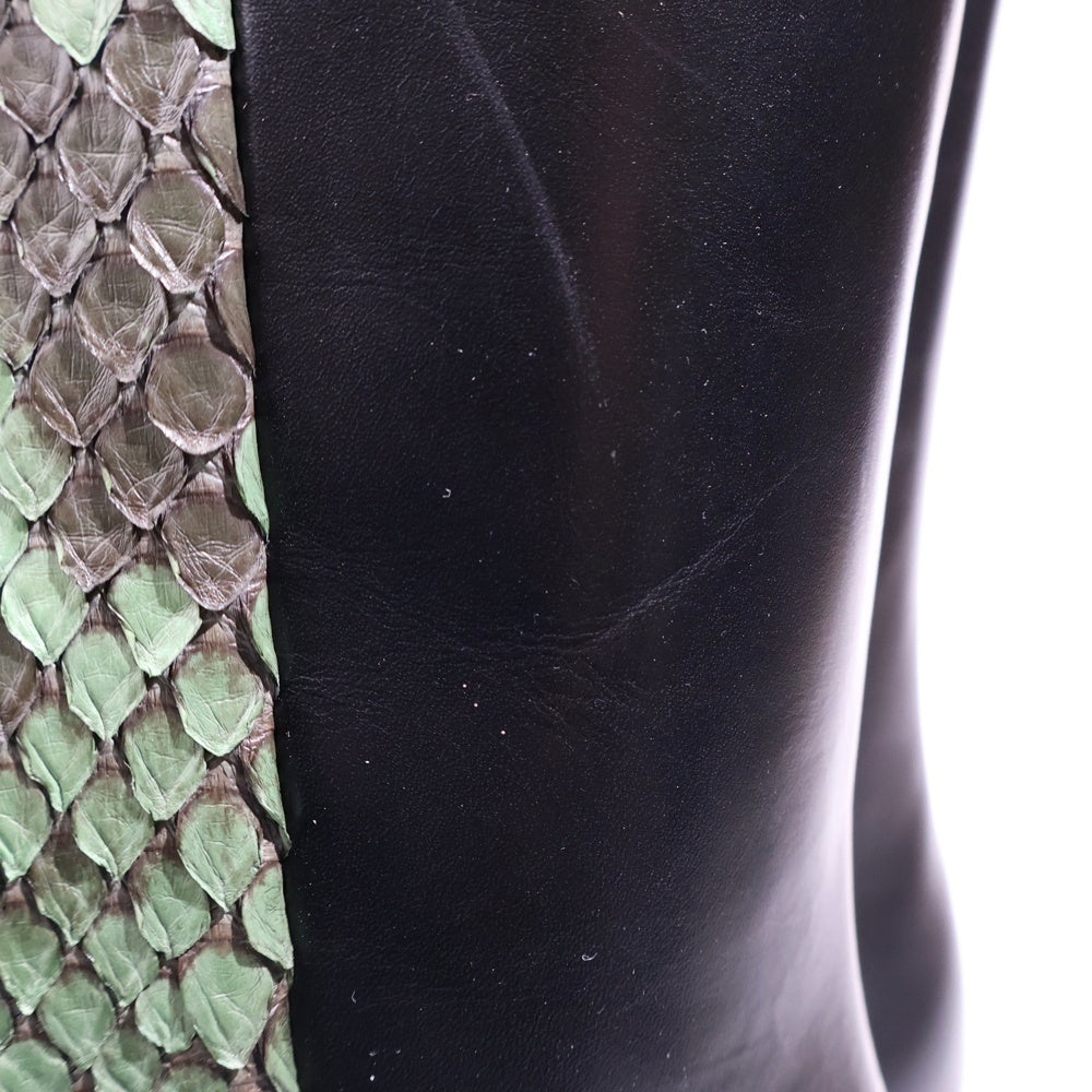 LOUIS VUITTON(ルイヴィトン) ポーカーフェイス パイソン コンビレザー ポインテッドトゥ ヒール ロング ブーツ シューズ グリーン/ブラック レディース