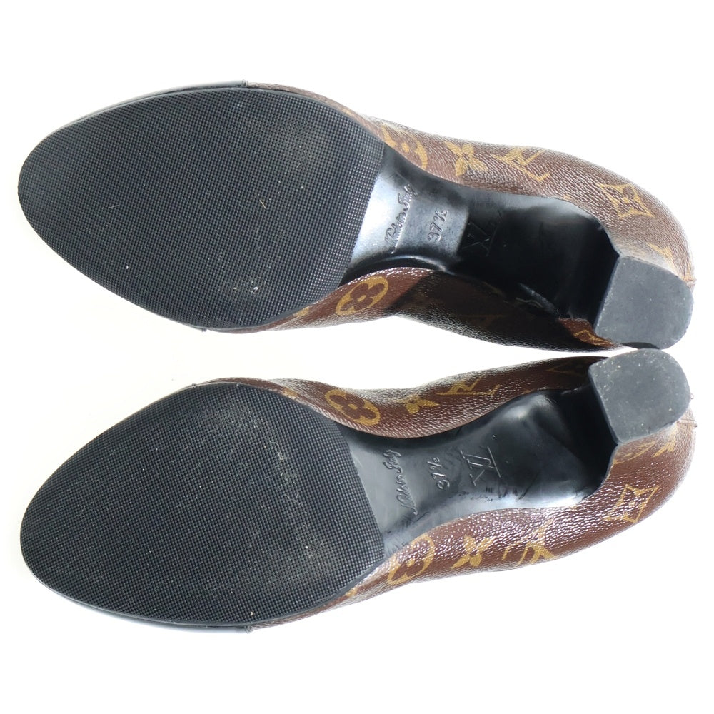 LOUIS VUITTON(ルイヴィトン) モノグラム PVC パテントレザー サイドゴア ストレートチップ ヒール ショートブーツ シューズ ブラウン レディース MA0174